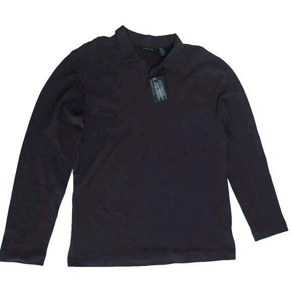 NWT Mens STRUCTURE Brown Heather LS Polo Shirt Size L Normcore Grandpa Dadcore - Picture 1 of 6